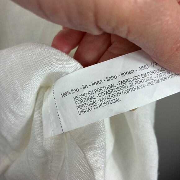 Zara Woman 100% Linen Nehru Collar Tunic Size XL Coastal Cottagecore - Picture 5 of 6